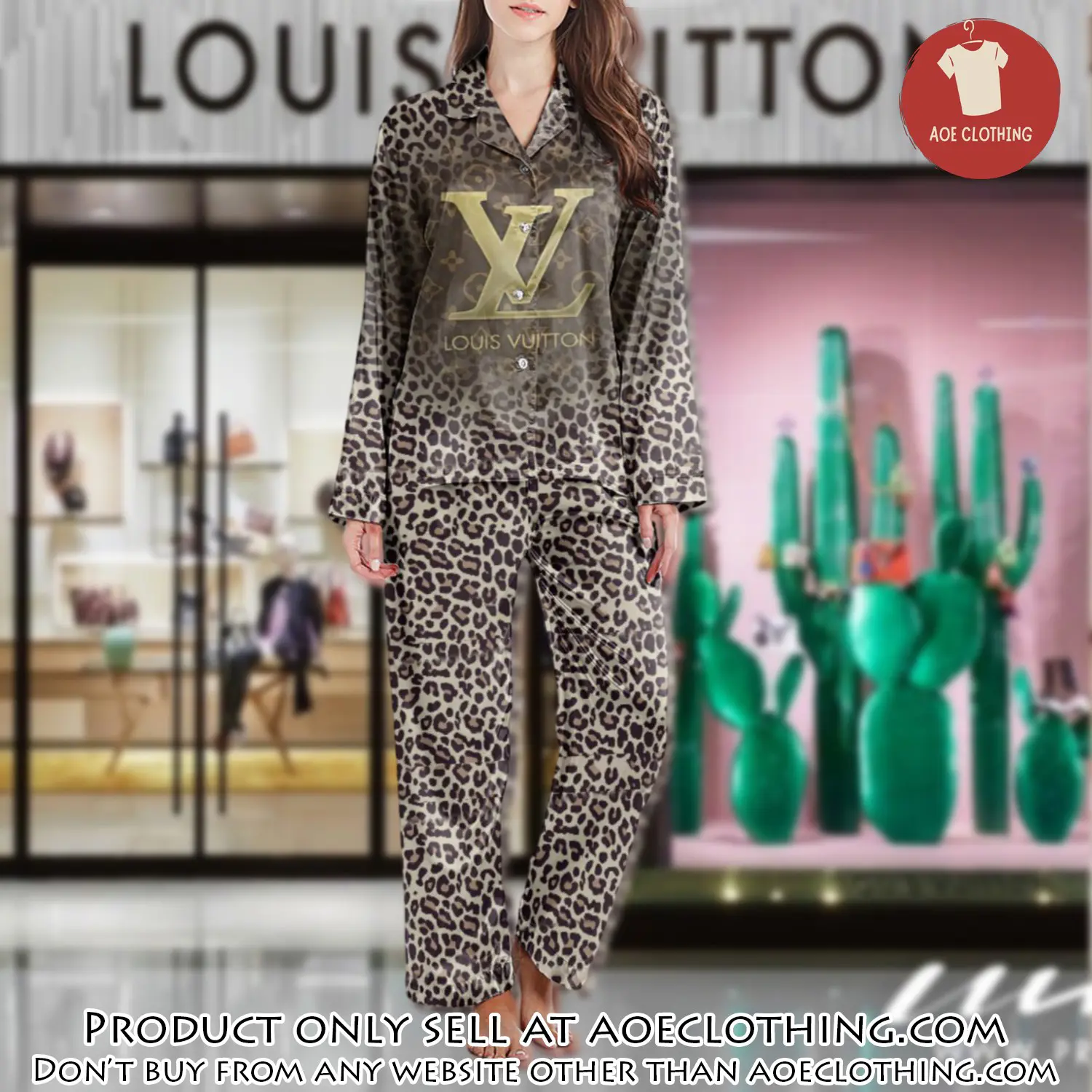 Lv monogram long satin pajama set pjs1026 aoe2559046